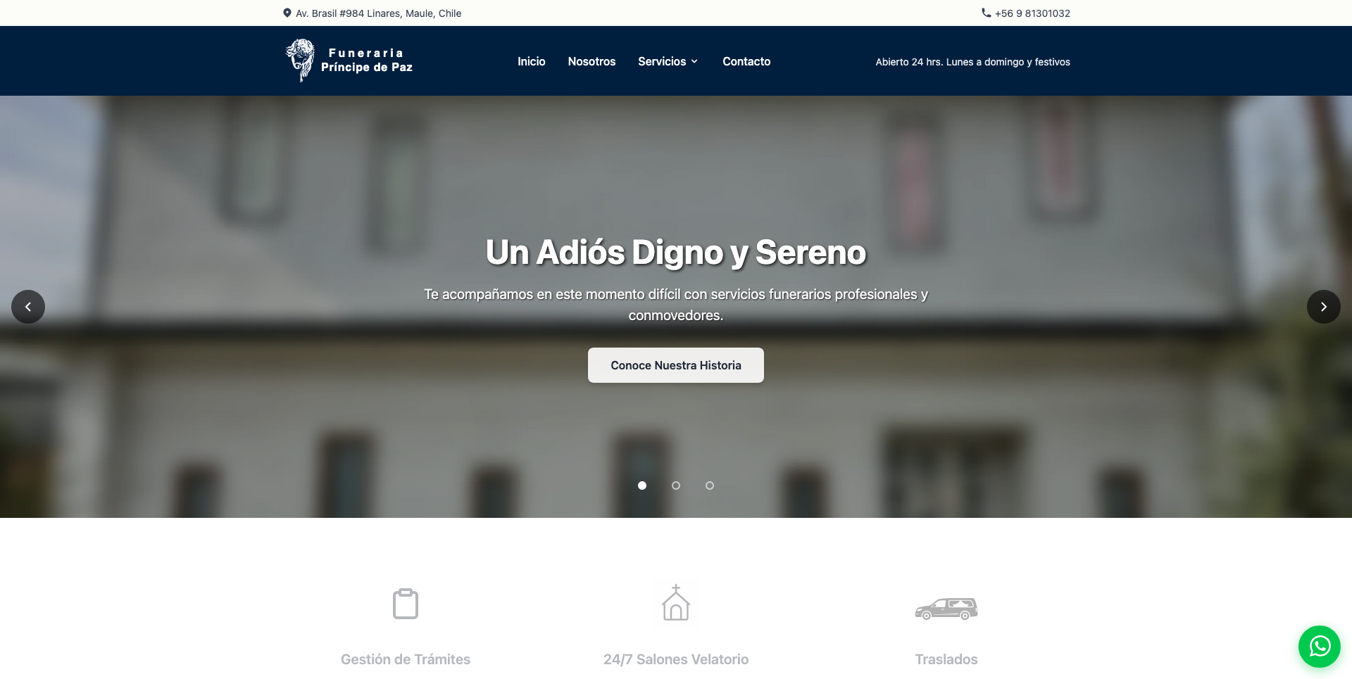 Funeraria Príncipe de Paz - Sitio web
